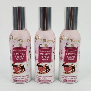 3 Bath Body Works TWISTED PEPPERMINT Concentrated Room Spray Home Fragrance Mist